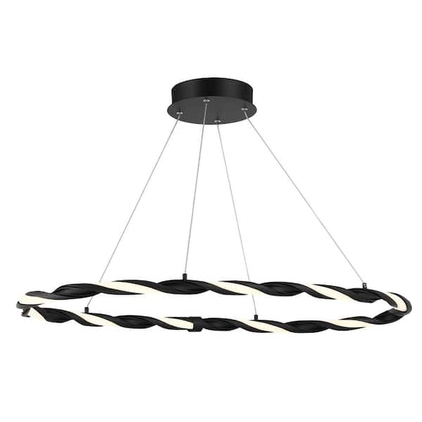 George Kovacs Convolution 175-Watt Equivalence Integrated LED Black Geometric Pendant with Lucent Silicone Diffuser