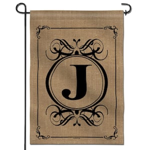 18 in. x 12.5 in. Classic Monogram Letter J Garden Flag, Double Sided Family Last Name Initial Yard Flags
