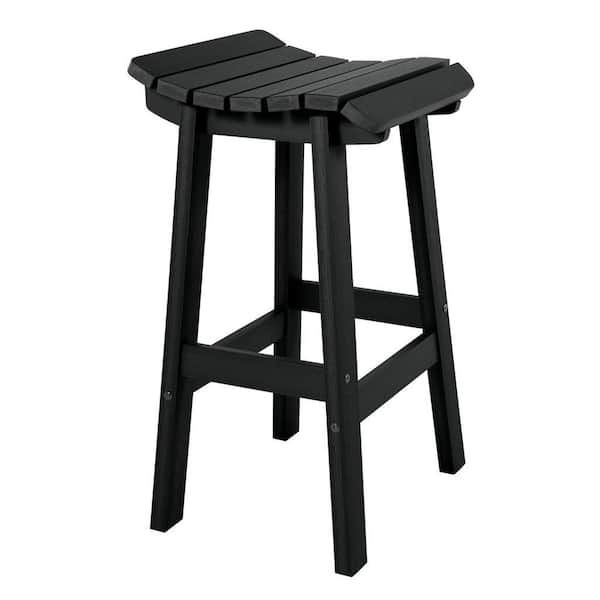 Highwood Summit Square Black Recycled Plastic Bar Height Outdoor Bar Stool