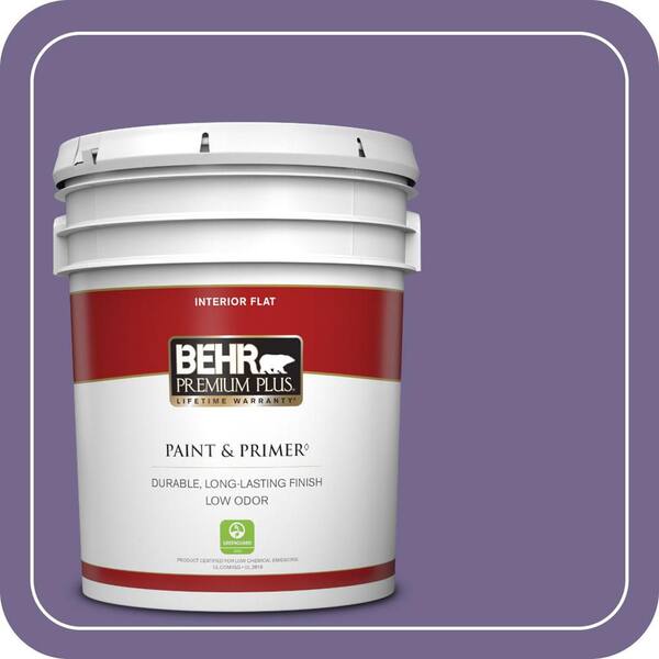 BEHR PREMIUM PLUS 5 gal. #MQ5-41 Violet Vixen Flat Low Odor Interior Paint & Primer