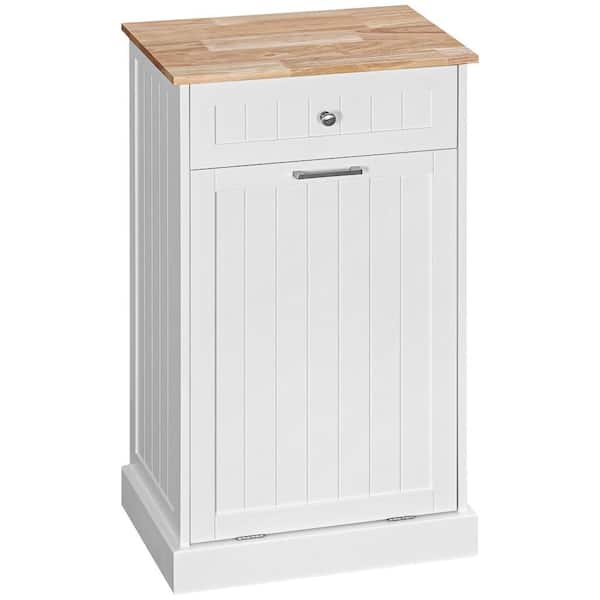 13.5 in. W x 20 in. D x 35.5 in. H in White MDF Assemble Trash Cabinet Kitchen Cabinet 1-Drawers Tilt-Out Trash