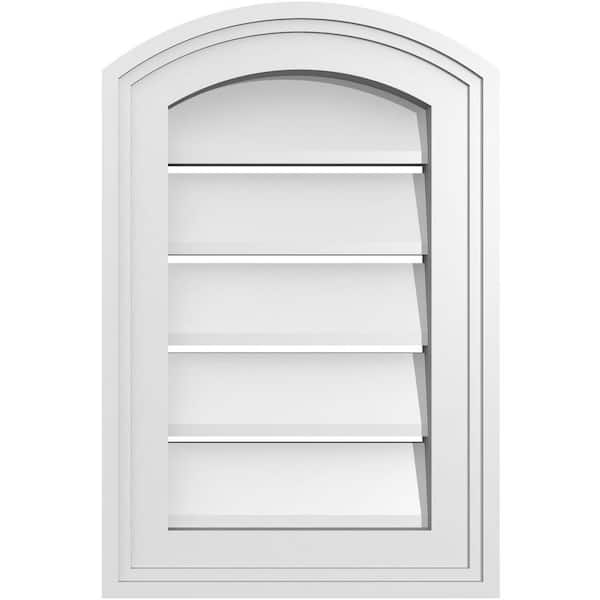 Ekena Millwork 12" x 16" Arch Top Surface Mount PVC Gable Vent: Non-Functional with Brickmould Frame