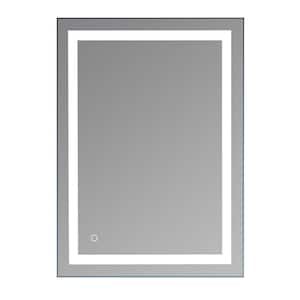 24 in. W x 40 in. H Rectangular Aluminum Framed LED Anti-fog Touch Wall Mounted Bathroom Vanity Mirror in Silver