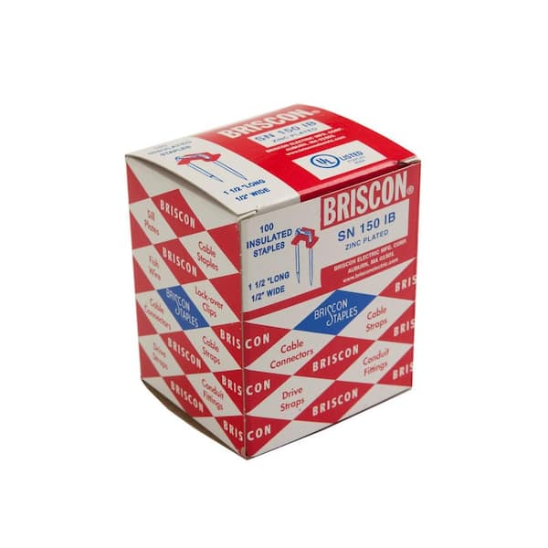 Briscon 1-1/2 in. x 1/2 in. Plastic Insulated Stacking Staples for Cable - Red (100-Pack)