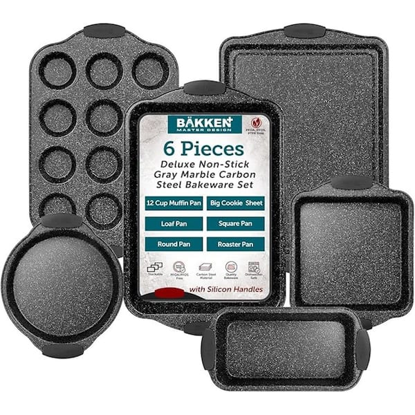 Cookie Sheets for Baking -6-Piece - Gray Marble