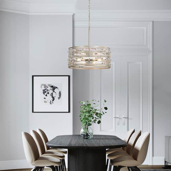 Jojospring Yolanda 6-Light Brushed Champagne Silver Clear