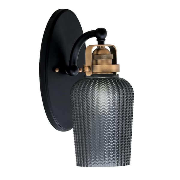 Unbranded Decatur 1-Light Matte Black and Brass Wall Sconce