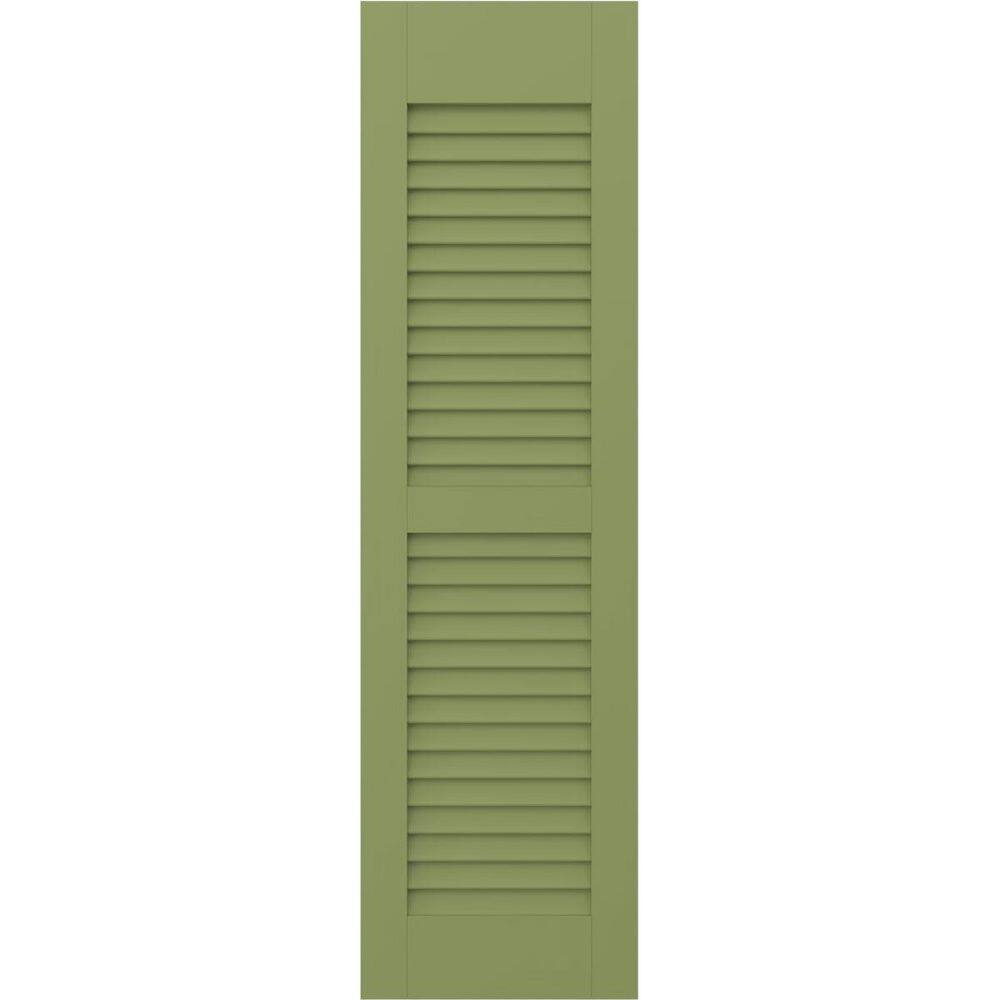 18 in. W x 31 in. H Americraft 2 Equal Louver Exterior Real Wood Shutters Pair in Moss Green price history on PriceWatchPro