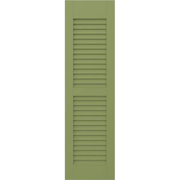 Ekena Millwork 18 in. W x 71 in. H Americraft 2 Equal Louver Exterior Real Wood Shutters Per Pair in Moss Green