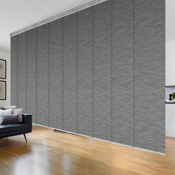 EMOH Heather 120 in. - 218 in. W x 94 in. L Adjustable 10-Panel in Satin Nickel Double Rail Panel Track with 23.5 in. Slates