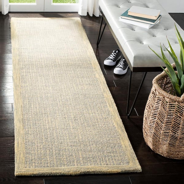Abstract Gold/Gray 2 ft. x 8 ft. Border Runner Rug