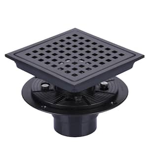 5.9 in. x 5.9 in. Stainless Steel Square Shower Drain with Strainer in Matte Black