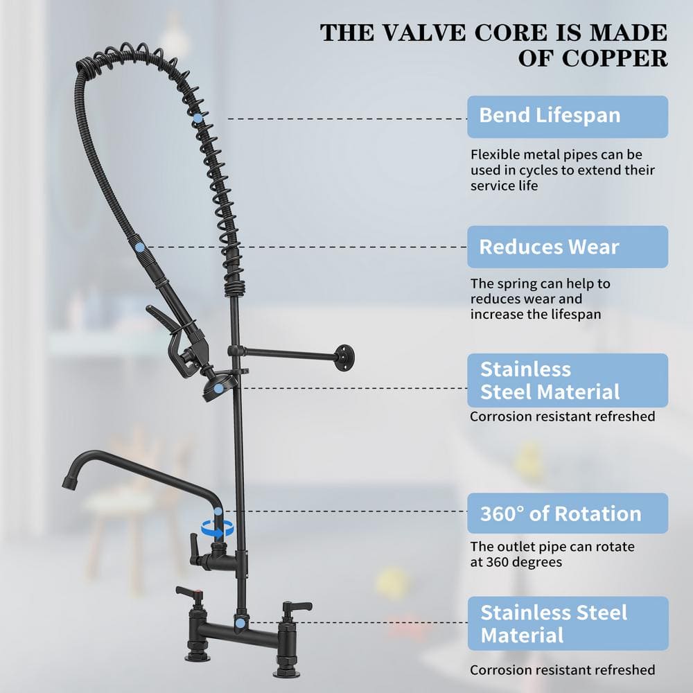 Matte Black Stainless Steel Pull-Down Kitchen Faucet with Spray