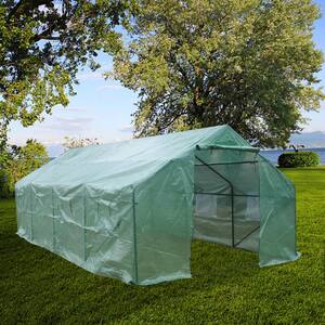 19.6 ft. x 9.8 ft. Green Heavy-Duty Greenhouse Garden Steepletop Grow Tent