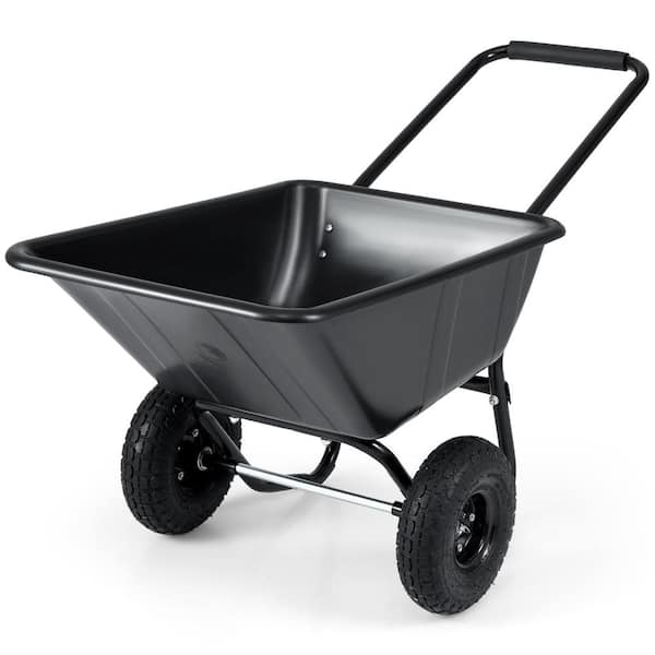 Dual Wheel Wheelbarrow Garden Utility Cart 330 lb. Capacity 21 gal. with 10 in. Pneumatic Tires