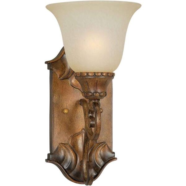Forte Lighting 1 Light Wall Sconce Rustic Sienna Finish Umber Mist Glass-DISCONTINUED
