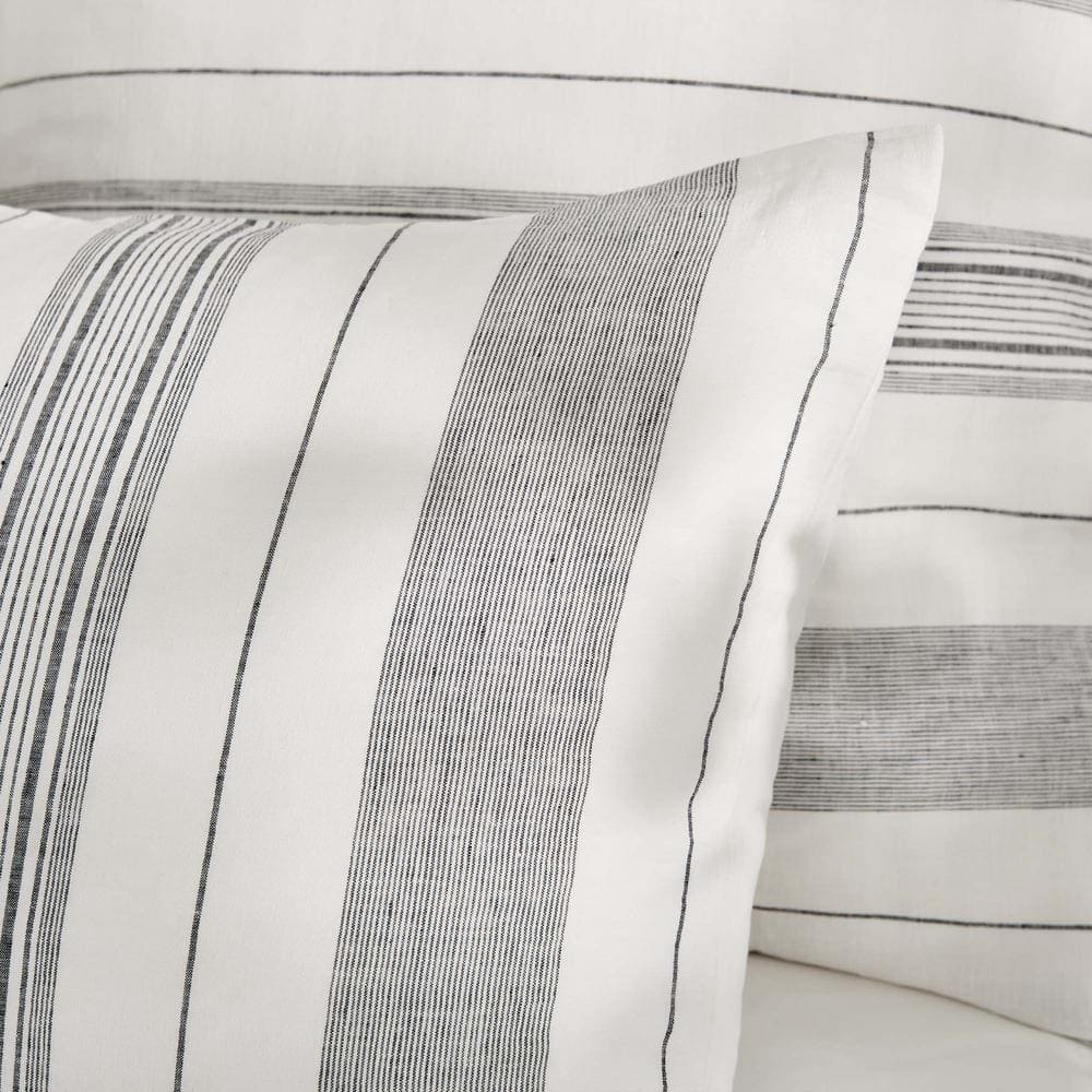 Monroe Stripe Gray and White Cotton King/Cal King Duvet Set
