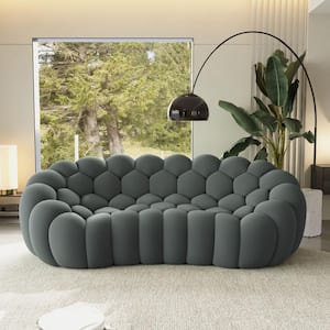Magic Home 98 in. Bubble Curved Sofa, Soft Mesh Fabric Armless