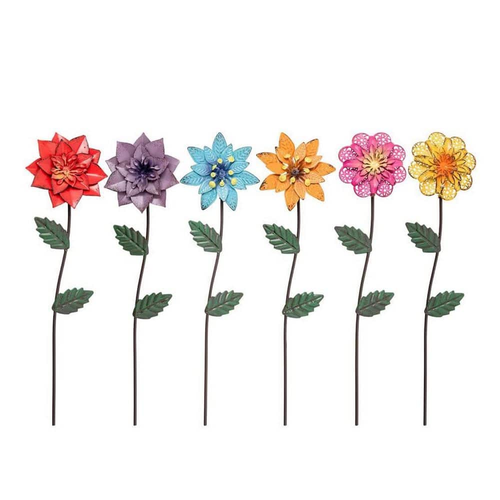 Flower Decorative Garden Stakes, 6-Pack L09M24861R - The Home Depot