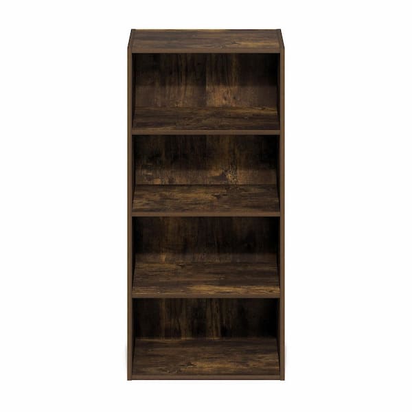 FLYME BASIC BOOKSHELF ウォールナット Furinno Basic 35.04 in. Tall Amber Pine Wood 4-Shelf Open Shelf