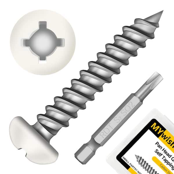 #8 x 1 in. White Painted Phillips-Square Drive Pan Head Self Drilling Sheet Metal Screws for RV Interior (500-Pack)
