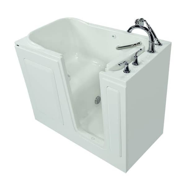 American Standard Gelcoat 4.25 ft. Walk-In Soaker Bathtub with Right-Hand Quick Drain and Cadet Right-Height Toilet in White