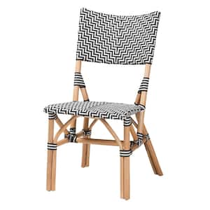 Wagner Black and White Weaving Natural Rattan Dining Chair