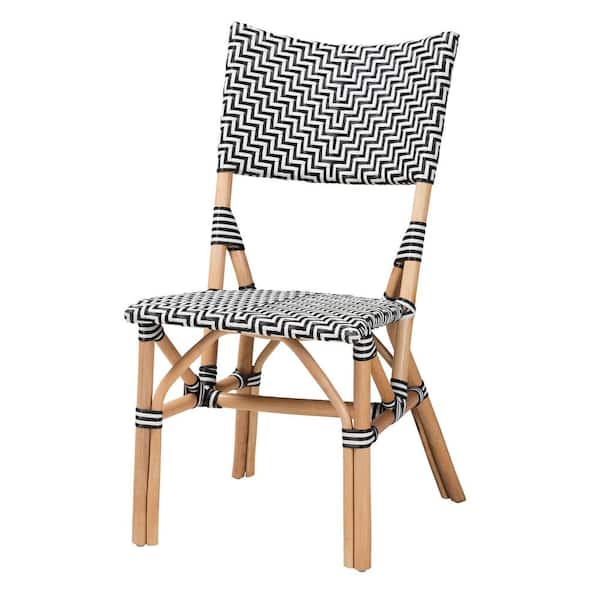 bali & pari Wagner Black and White Weaving Natural Rattan Dining Chair