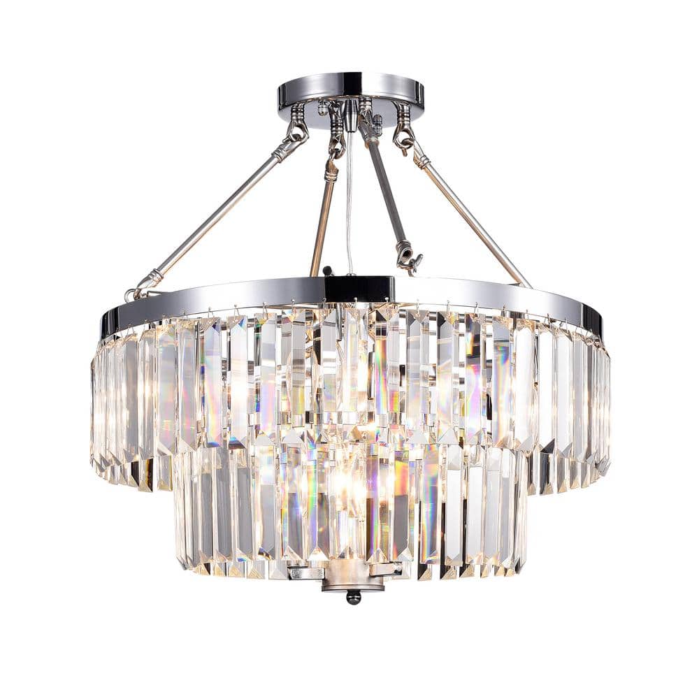 Alytus 20" Chrome and Glass 9-Light Semi Flush Mount