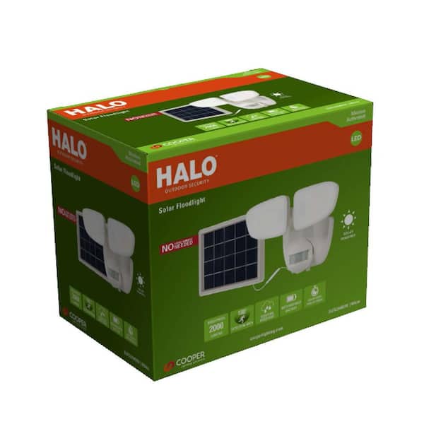 SLFS 180-Degree White Solar Powered Motion Activated Outdoor Integrated LED Flood Light 1000 Lumens