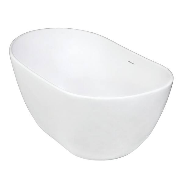 Collete 56.3 in. Solid Surface Flatbottom Freestanding Bathtub in White Collete 56.3 in. Solid Surface Flatbottom Freestanding Bathtub in White