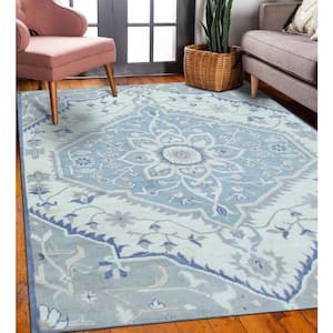 Ivory 6 ft. x 9 ft. Hand-Knotted Wool Classic Heriz Rug Area Rug