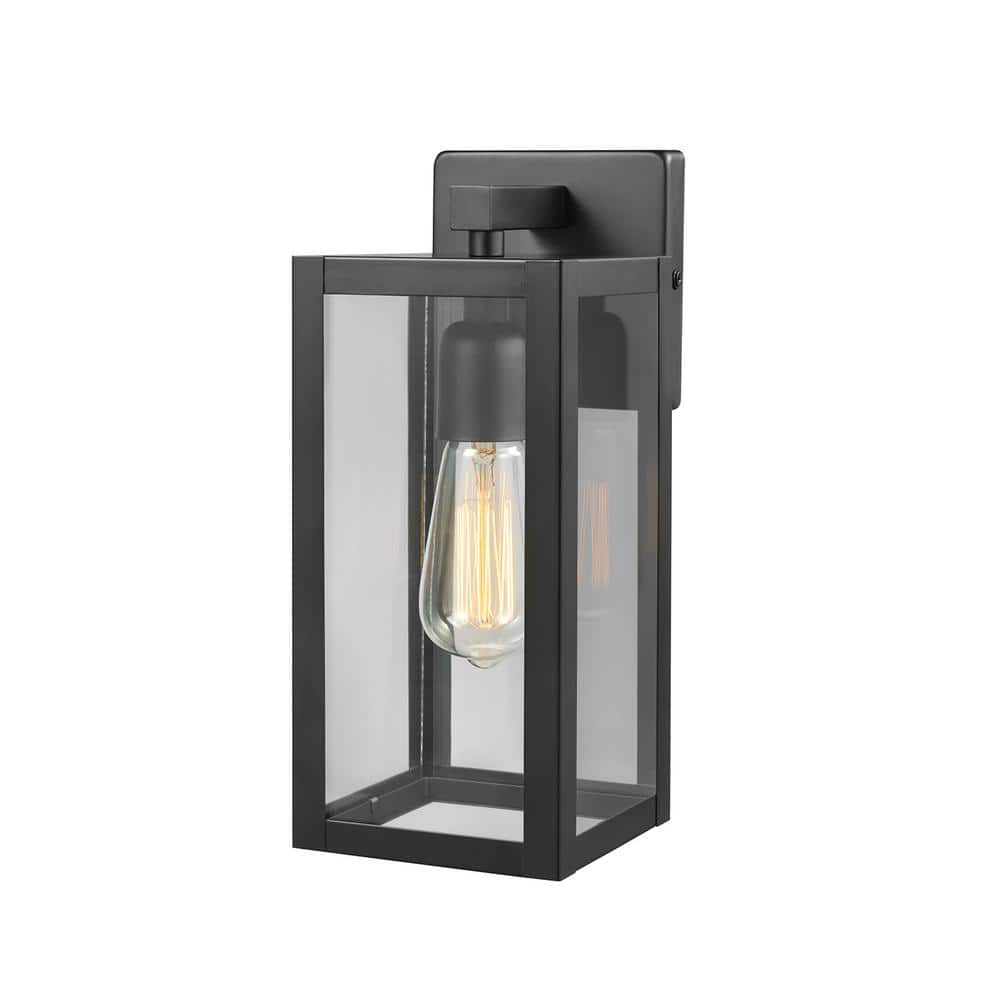 Hampton Bay Hurley 12 in. Matte Black Outdoor Hardwired Wall Sconce with No Bulb Included 60000100