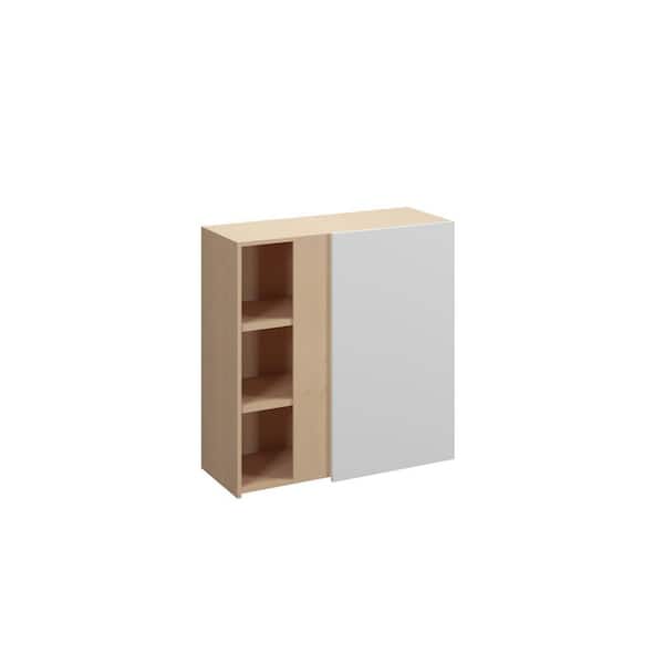 Kunal Kitchens Ithaca Slab 24 in. W x 30 in. H x 12 in. D in Super White Plywood Assembled Corner Blind Wall Cabinet