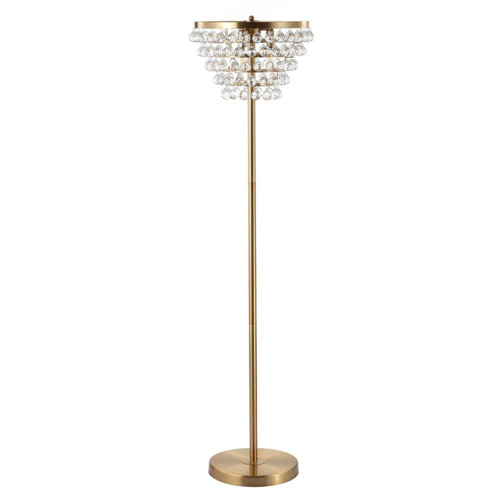 Jemma 60" Antique Gold Crystal LED Floor Lamp with Clear Shade