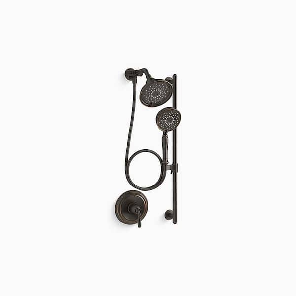 KOHLER Bancroft 3-Spray Patterns with 1.75 GPM 6 in. Showerhead Wall Mount Dual Shower Heads in Oil-Rubbed Bronze
