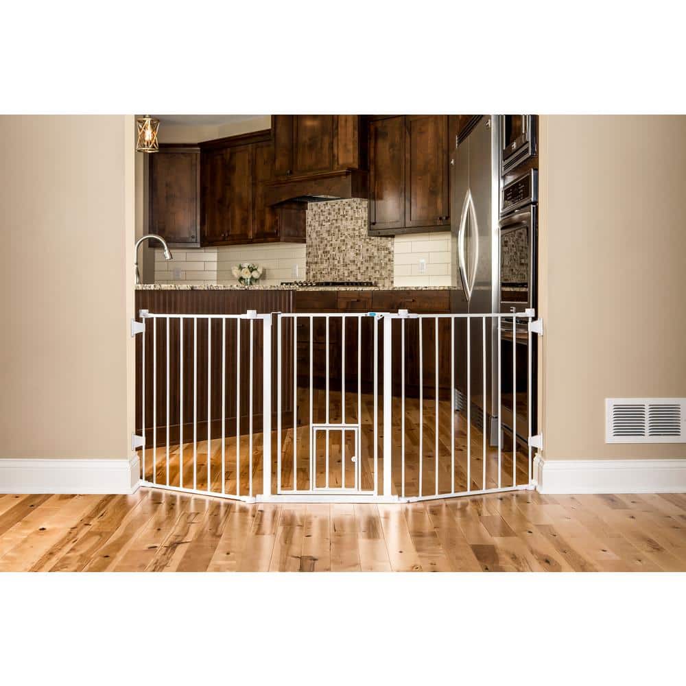 Carlson 30" H x 76" W White Metal Pet Gate with Small Door