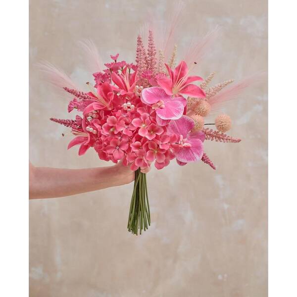 Artificial Greenery Stems Set 62pcs Hot Pink Hydrangea Astilbe