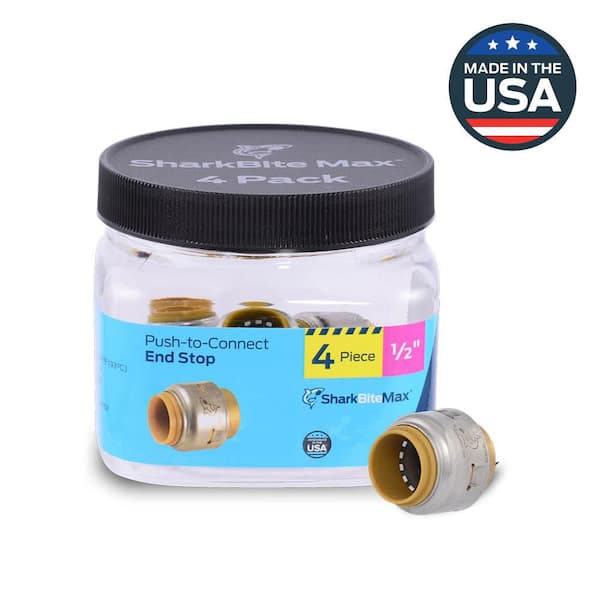 Max 1/2 in. Push-to-Connect Brass End Stop Fitting Pro Pack (4-Pack)