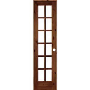 24 in. x 96 in. Rustic Knotty Alder 12-Lite Left-Hand Clear Glass Red Chestnut Stain Wood Single Prehung Interior Door