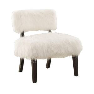 Pardeep White Finish Wood Frame Upholstered Arm Chair