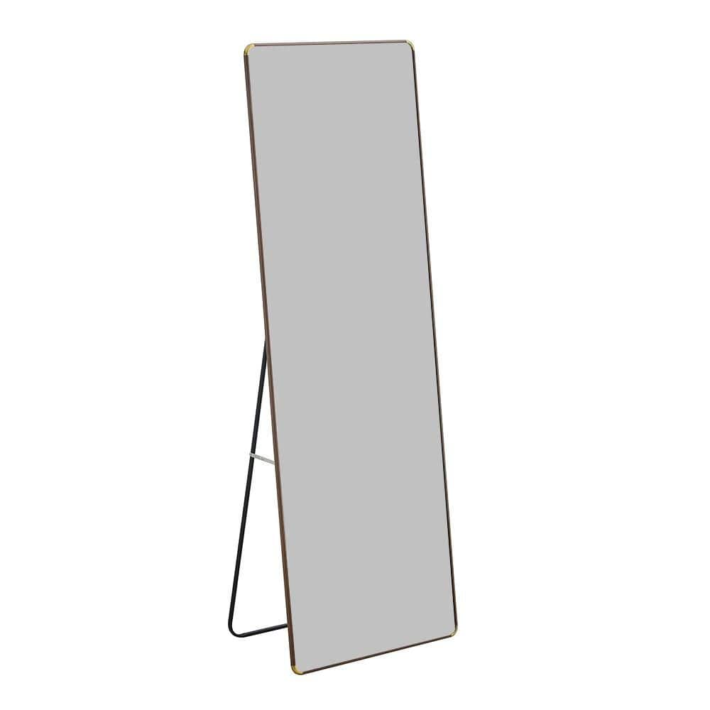 Brown 23.2 in. W x 65 in. H Modern Rectangle Glass Framed Mirror Wall Mirro