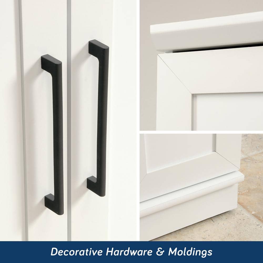 Soft White MDF Lockable Cabinet with 4 Adjustable Shelves