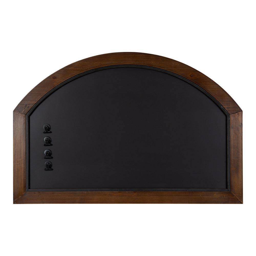 Walnut Brown Arched Magnetic Chalkboard with Clips, 36x24