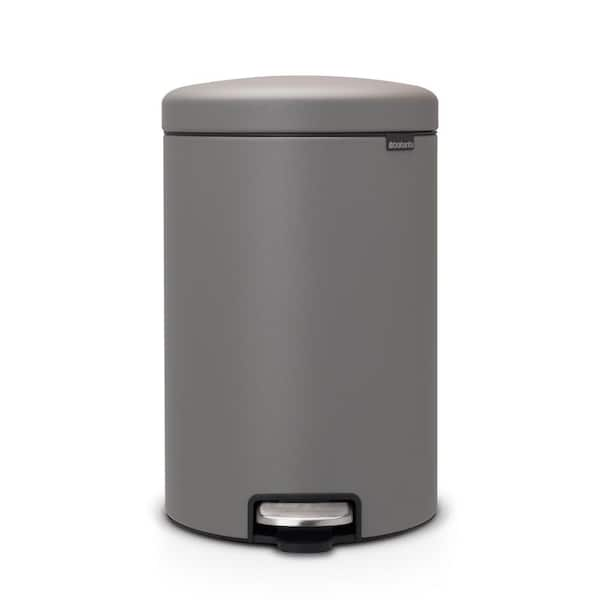 Brabantia NewIcon 5.3 Gal. (20 l) Mineral Concrete Gray Step On Trash ...