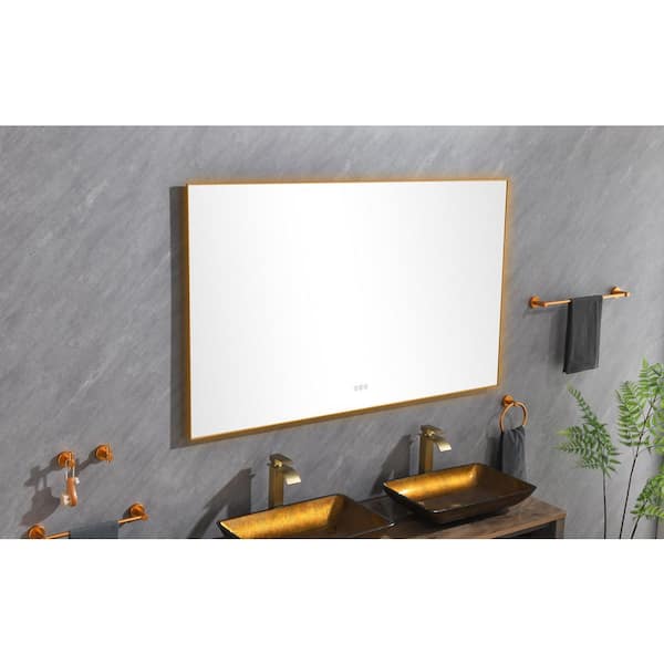TOOLKISS 60 in. W x 36 in. H Rectangular Aluminum Framed Wall Bathroom Vanity  Mirror in Black TK2024 - The Home Depot