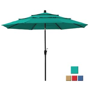 10 ft. Aluminum Patio Market Umbrella Features UV Resistant with Double Airvent Turquoise