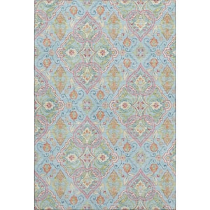 Mayfield Premium Machine Washable Abstract AMF2207 Sky 5 ft. x 7 ft. 6 in. Area Rug
