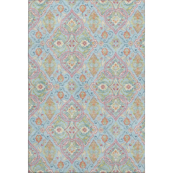 Mayfield Premium Machine Washable Abstract AMF2207 Sky 5 ft. x 7 ft. 6 in. Area Rug