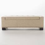 Noble House Parisian Beige French Script Linen Storage Bench 6353 - The ...